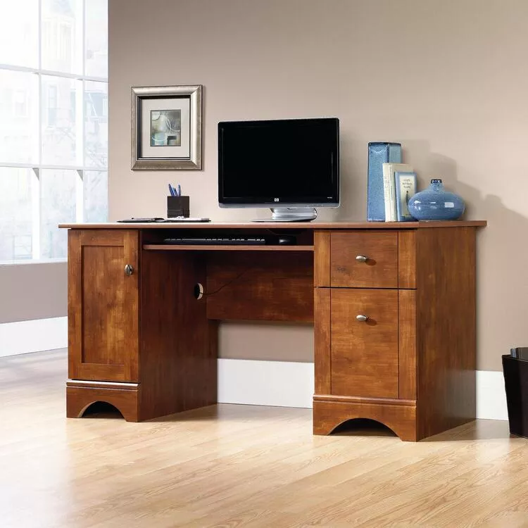 Sauder Maple Computer Desk with Storage & Keyboard Tray