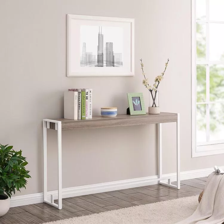 SEI Mocha Gray Console Table Industrial Design