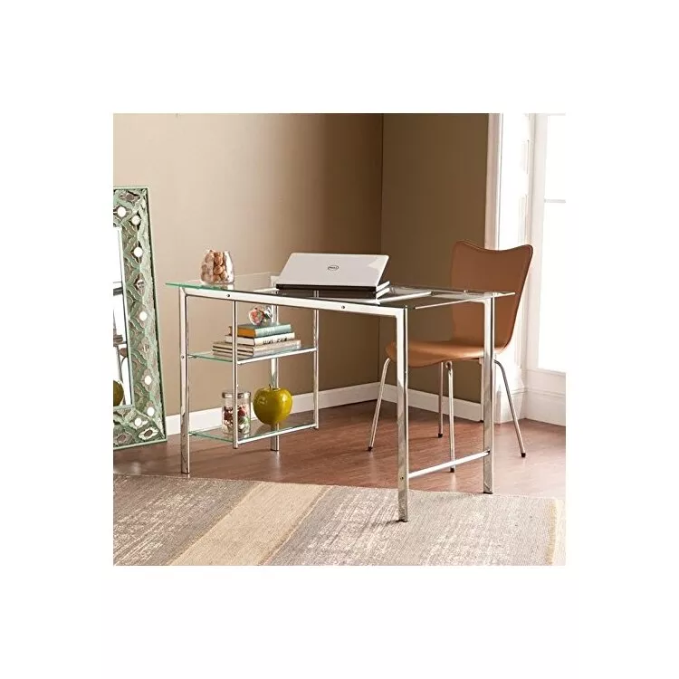 SEI Modern Chrome & Glass Desk - Oslo Stylish Workspace