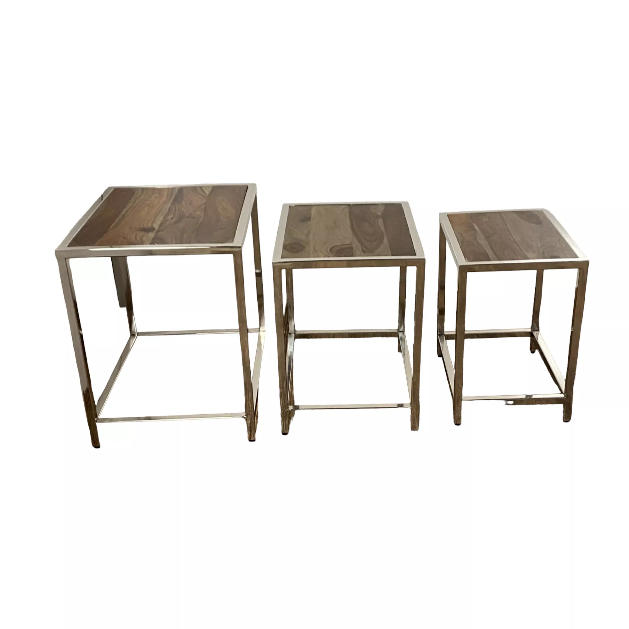 Set of Three Solid Wood Side Tables – Stackable & Versatile