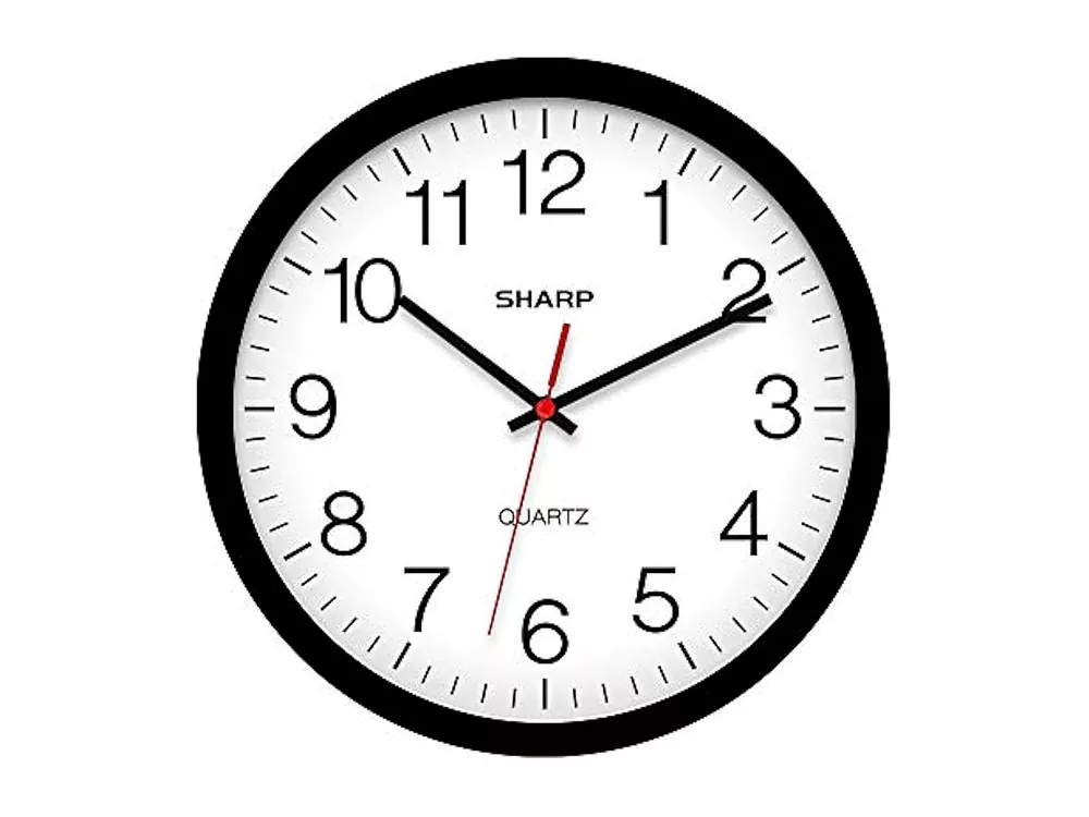 Sharp Black Sweep Wall Clock 12 Inch Silent Non Ticking Easy Read Kitchen Decor