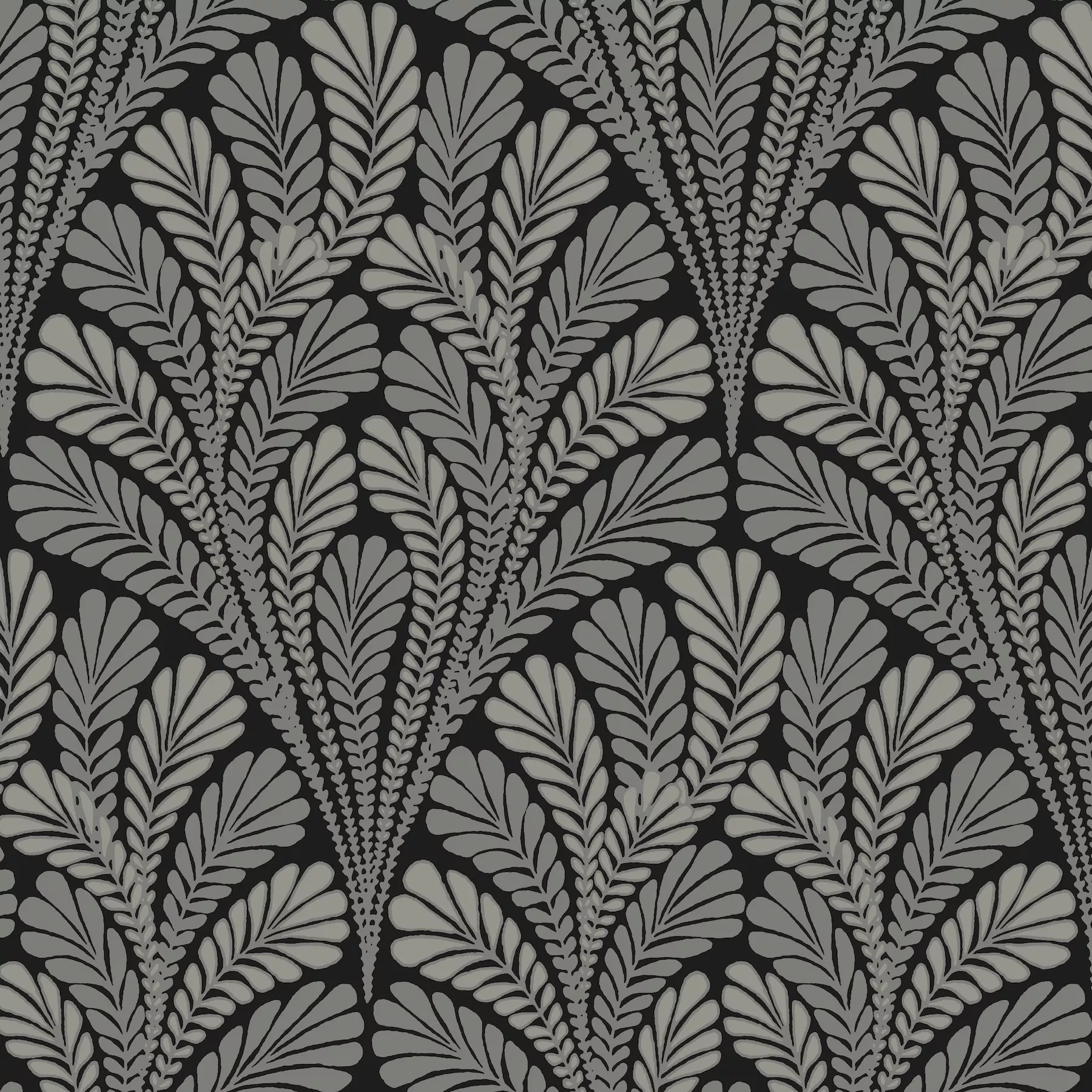 Shell Damask Black Wallpaper (Set of 2)