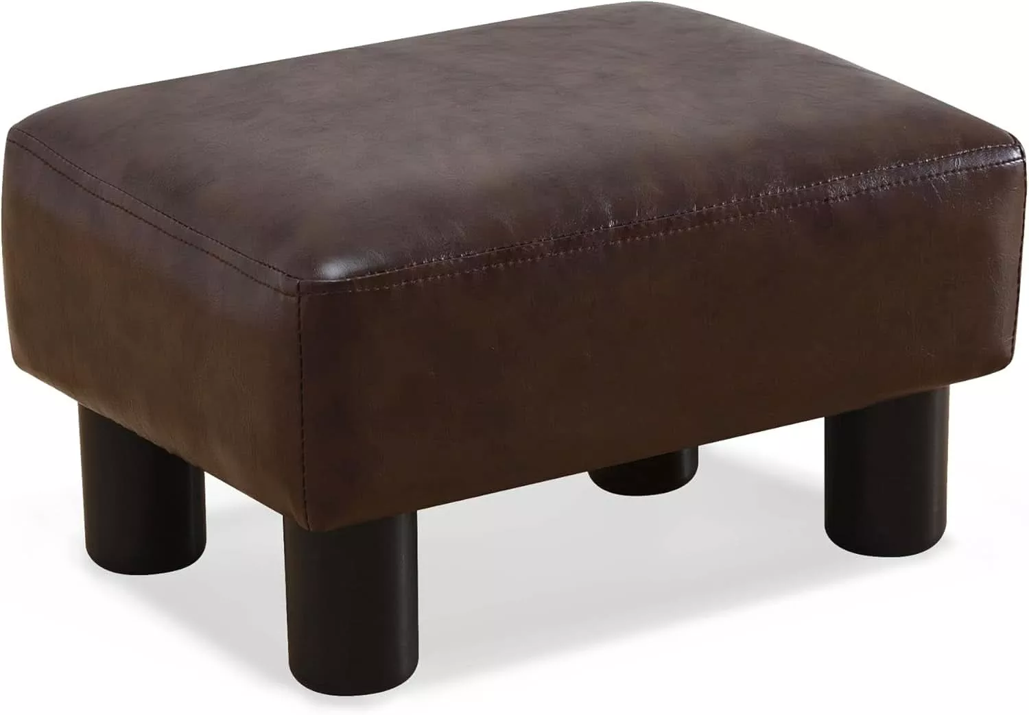 ShipItFurniture Espresso Brown PU Leather Small Rectangle Footstool