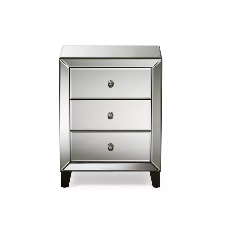 Silver Chevron Modern Nightstand Bedside Table
