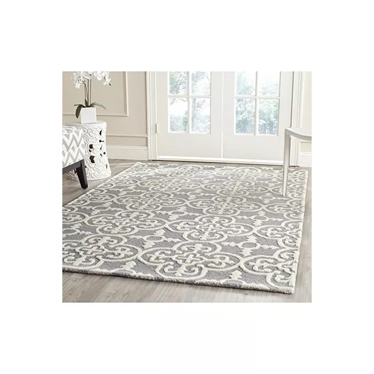 Silver/Ivory Contemporary Rug - 9'L x 6'W Medium Rectangle