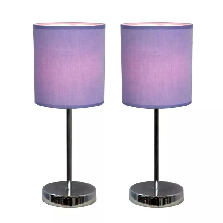 Simple Designs Chrome Mini Basic Table Lamp With Fabric Shade