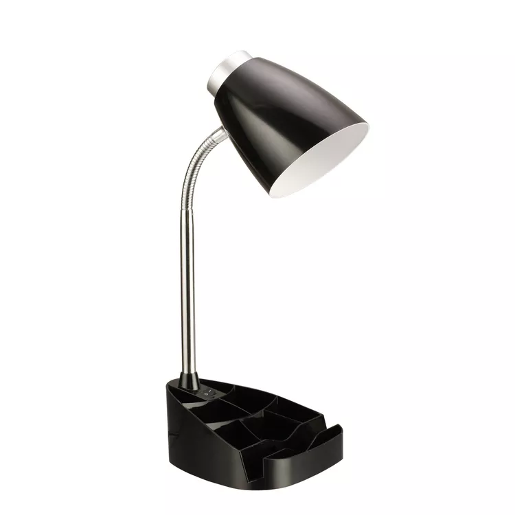 Simple Designs Desk Lamp with Tablet Stand & Organizer - Black
