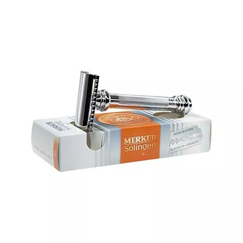 Slanted Cut Long Handled Double Edged Safety Razor by Merkur