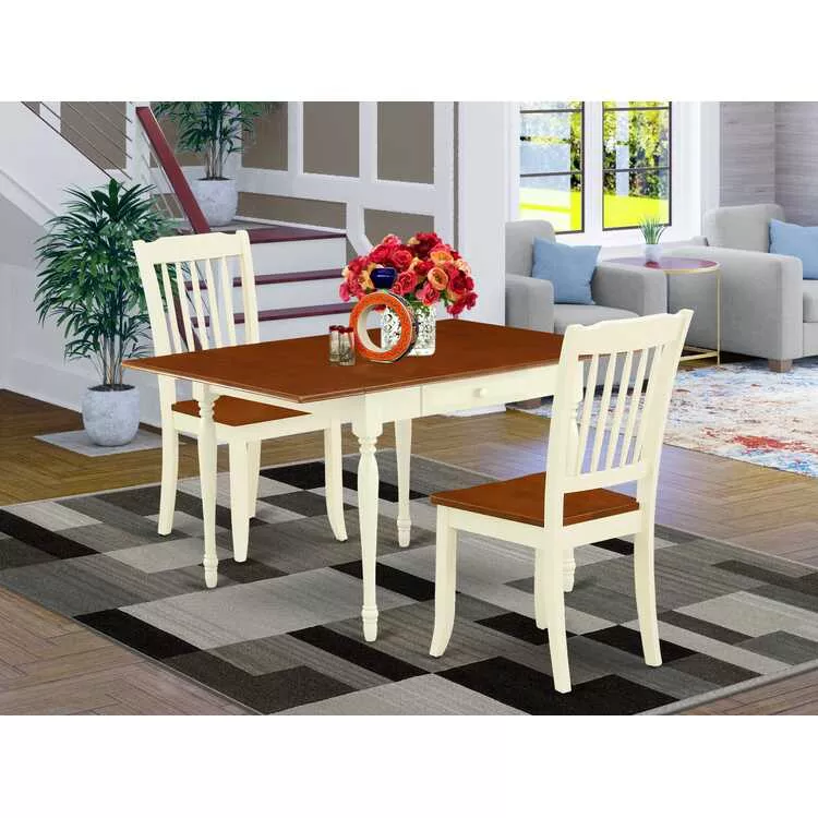 Small Dining Table Set with Chairs - Buttermilk & Cherry Finish