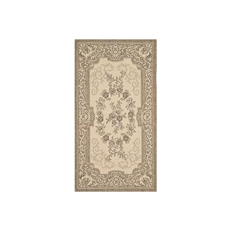 Small Rectangle Transitional Creme/Brown Polypropylene Rug 5'3x5'3 - Safavieh