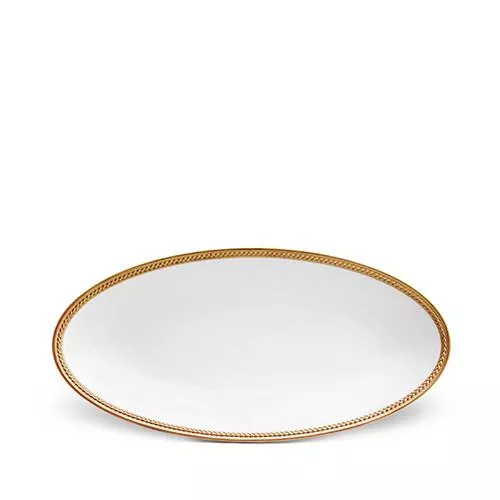 Soie Tressee Gold Oval Platter, Small by L'Objet