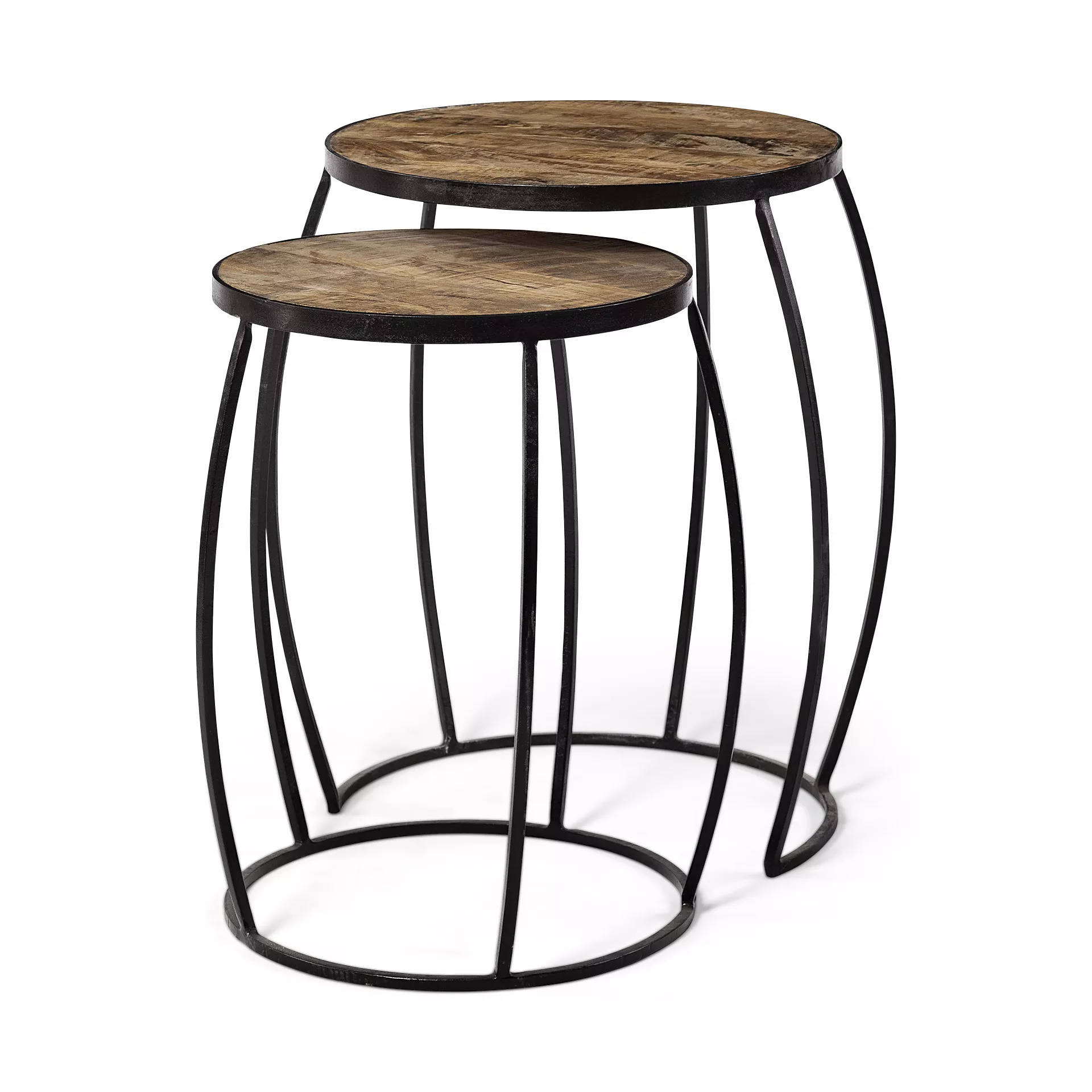 Solid Wood Round Accent Tables – Elegant Set of Two
