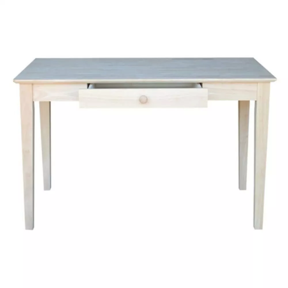 Solid Wood Writing Desk with Drawer – Unfinished Laptop Computer Table