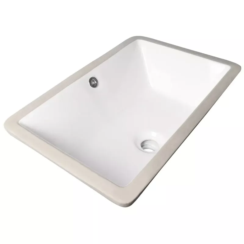 Square Ceramic Under Mount Basin Gloss White 530x340mm