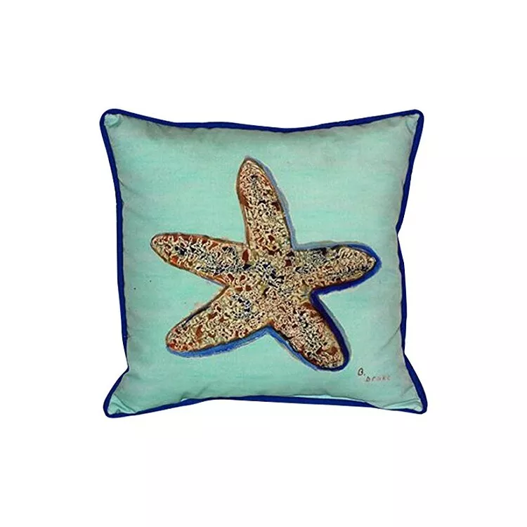 Starfish - Teal Extra Large Zippered Pillow 22x22