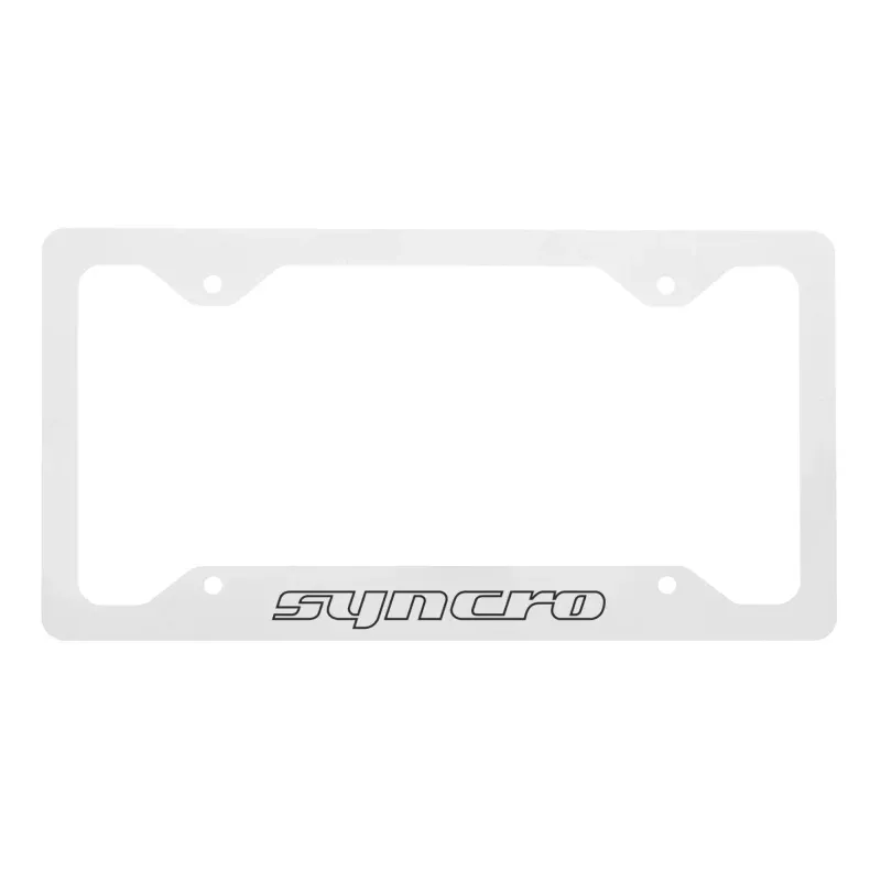 Syncro Script Metal License Plate Frame