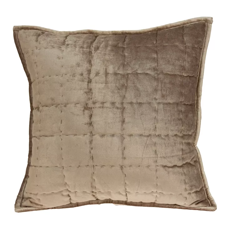 Taupe Solid Accent Pillow - Quilted Throw Pillow for Room Decoration