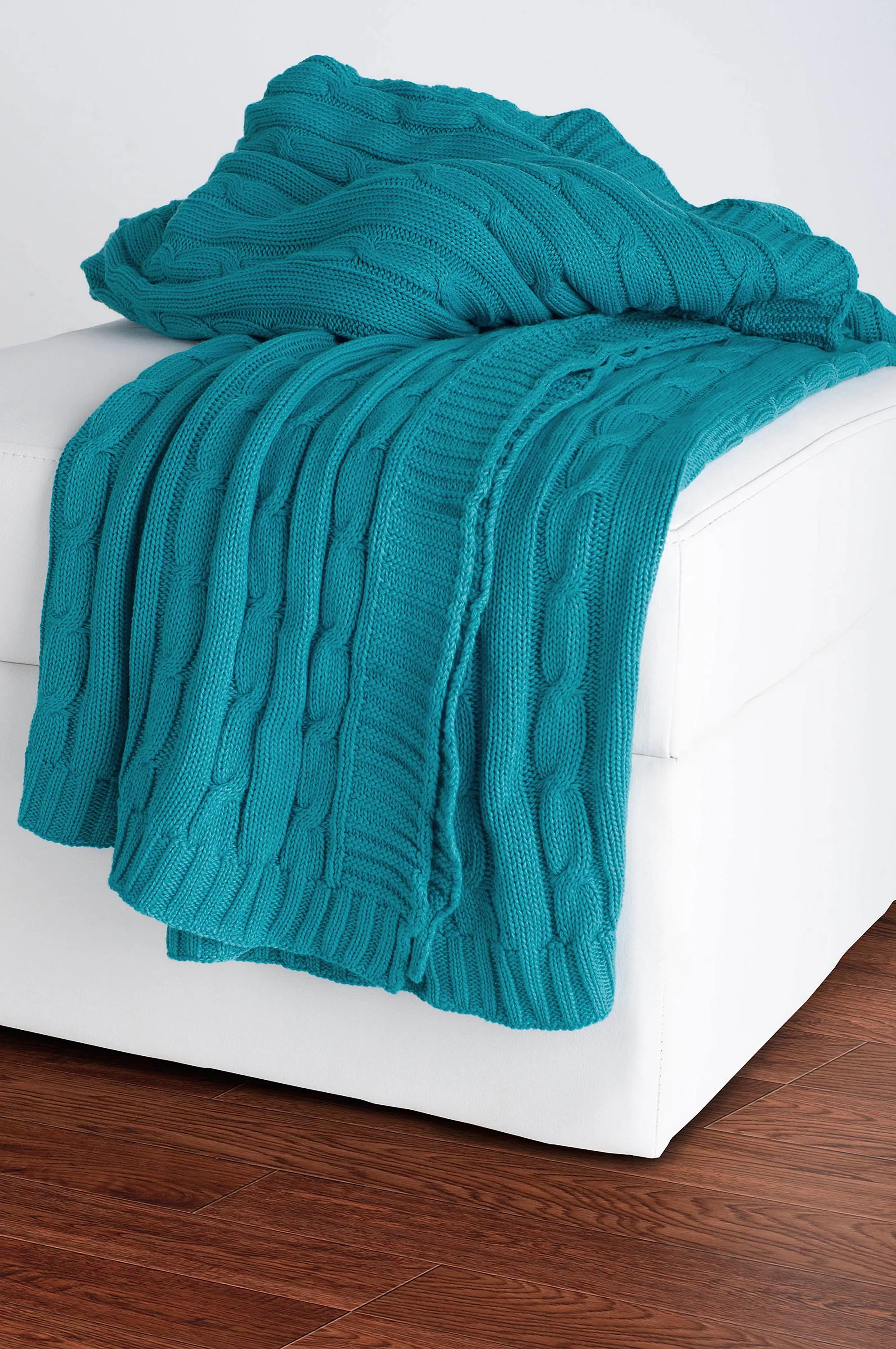 Teal 50" x 60" Cable Knit Throw Blanket