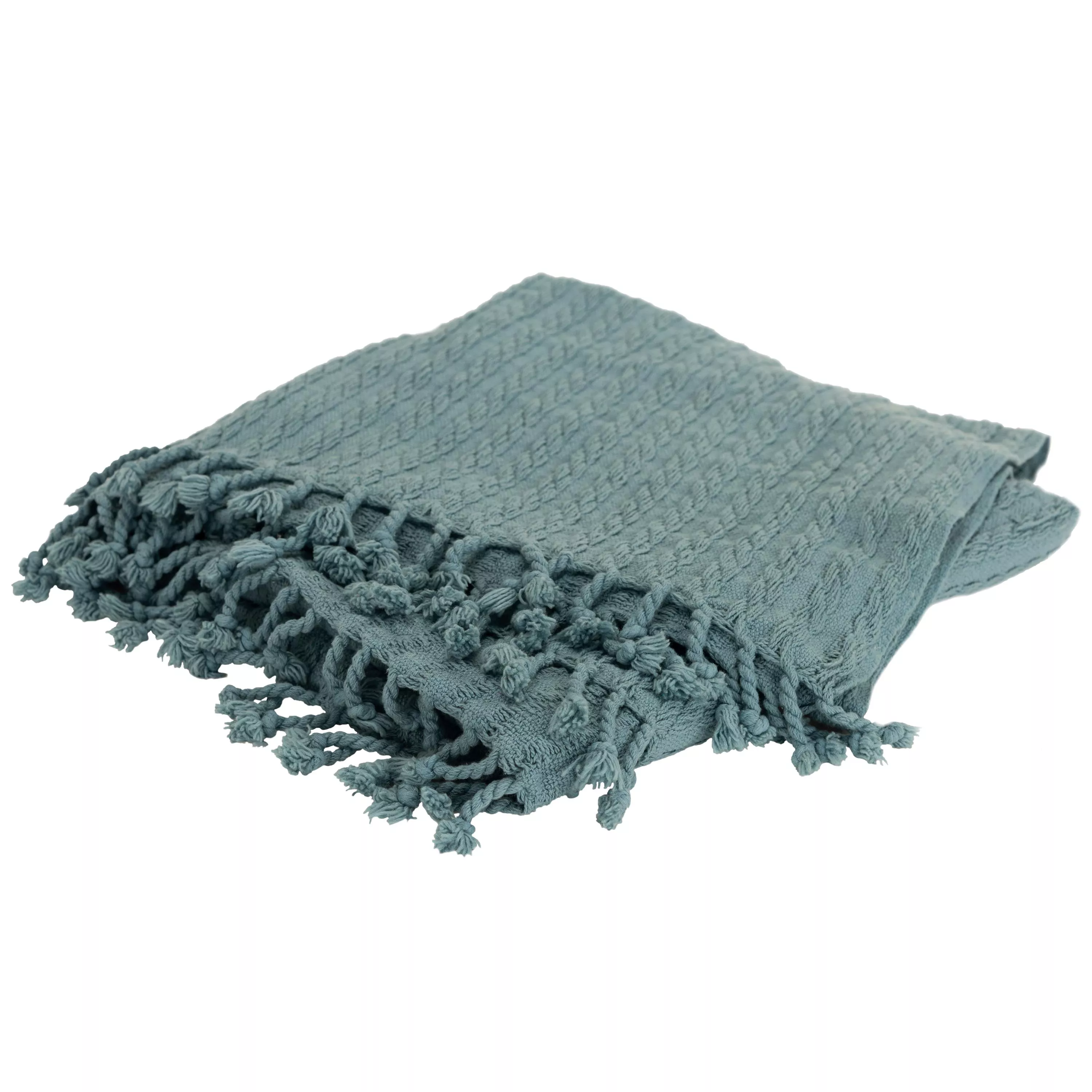 Teal 50" x 60" Cotton Knitted Throw Blanket