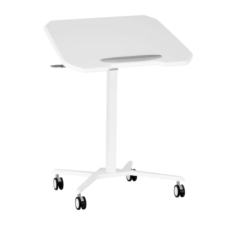 Techni Mobili Adjustable Rolling Laptop Stand - White Sit to Stand Desk