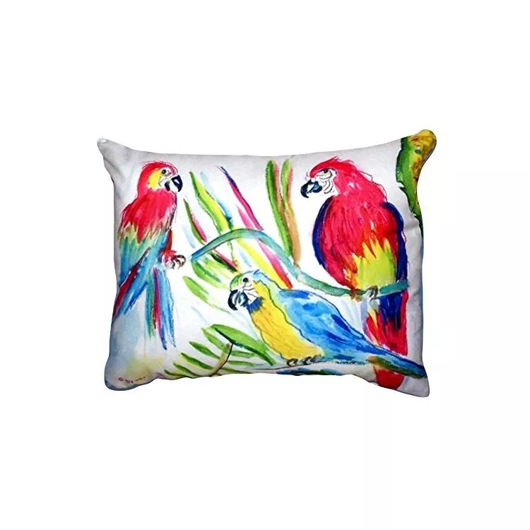 Three Parrots No Cord Pillow 16x20