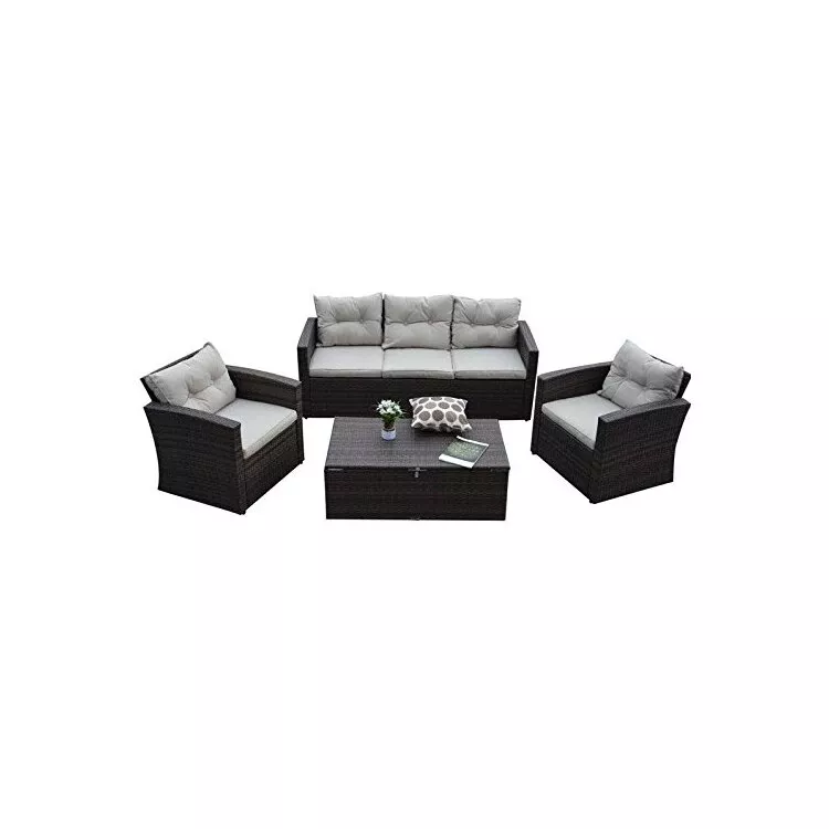 Thy-Hom Wicker Patio Conversation Set with Cushions