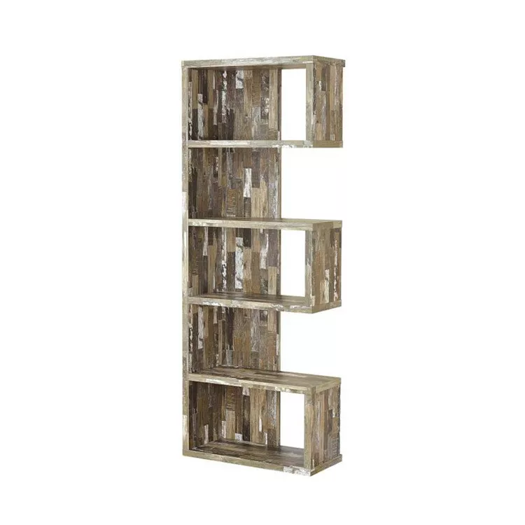 Traditional 5 - Shelf Rustic Bookcase, Salvaged Cabin Finish - Coaster