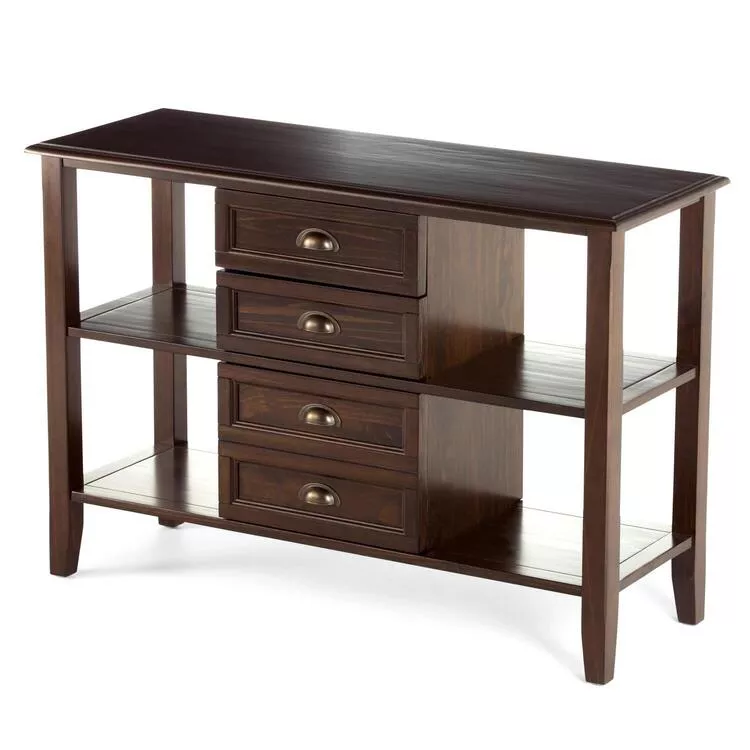 Transitional Solid Wood Console Sofa Table Mahogany Brown - CCT Global Sourcing