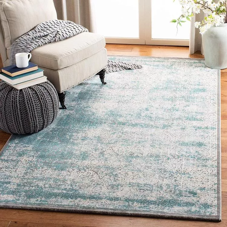 Turquoise Ivory Transitional Area Rug Large Rectangle 12x9