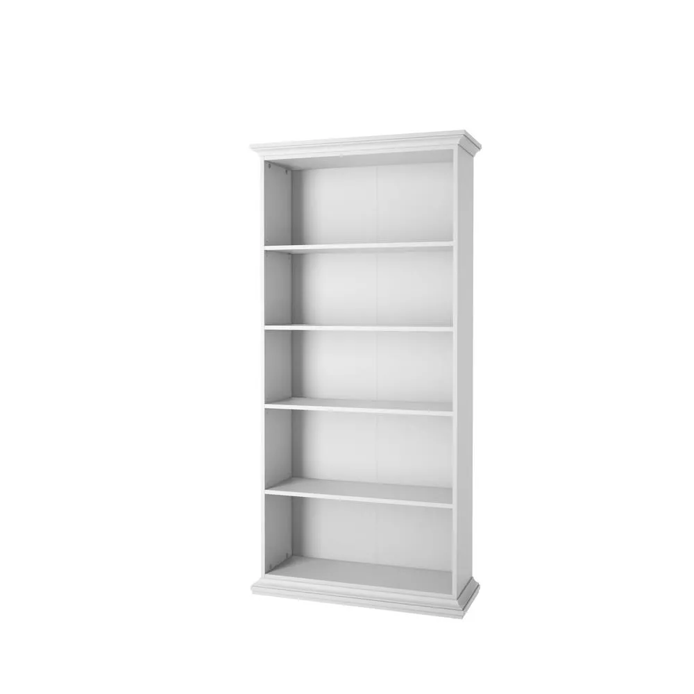 Tvilum Tall Wide 5 Shelf Bookcase, White