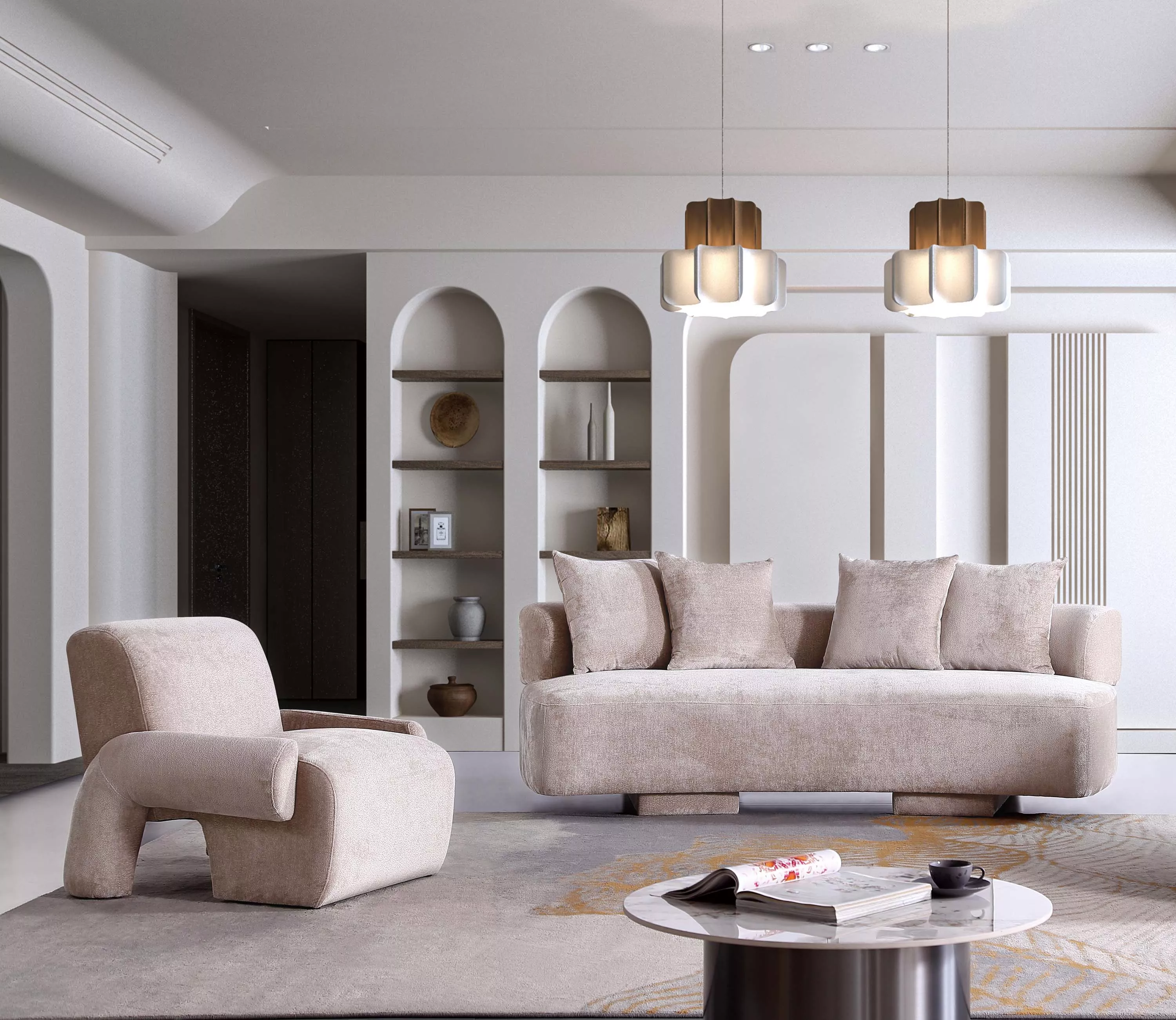 Verandah Beige Large Sofa and Accent Chair Set