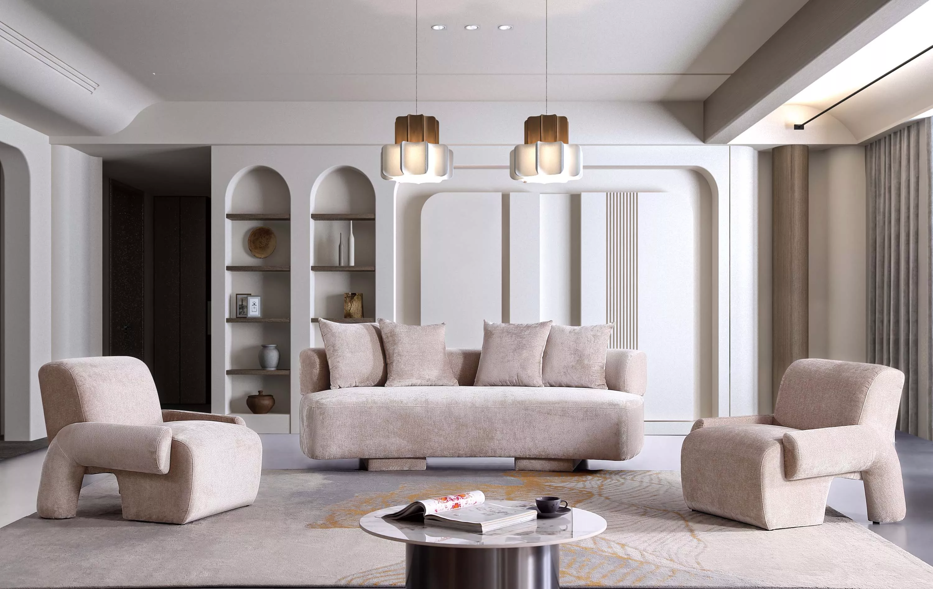 Verandah Beige Large Sofa and Accent Chairs Set