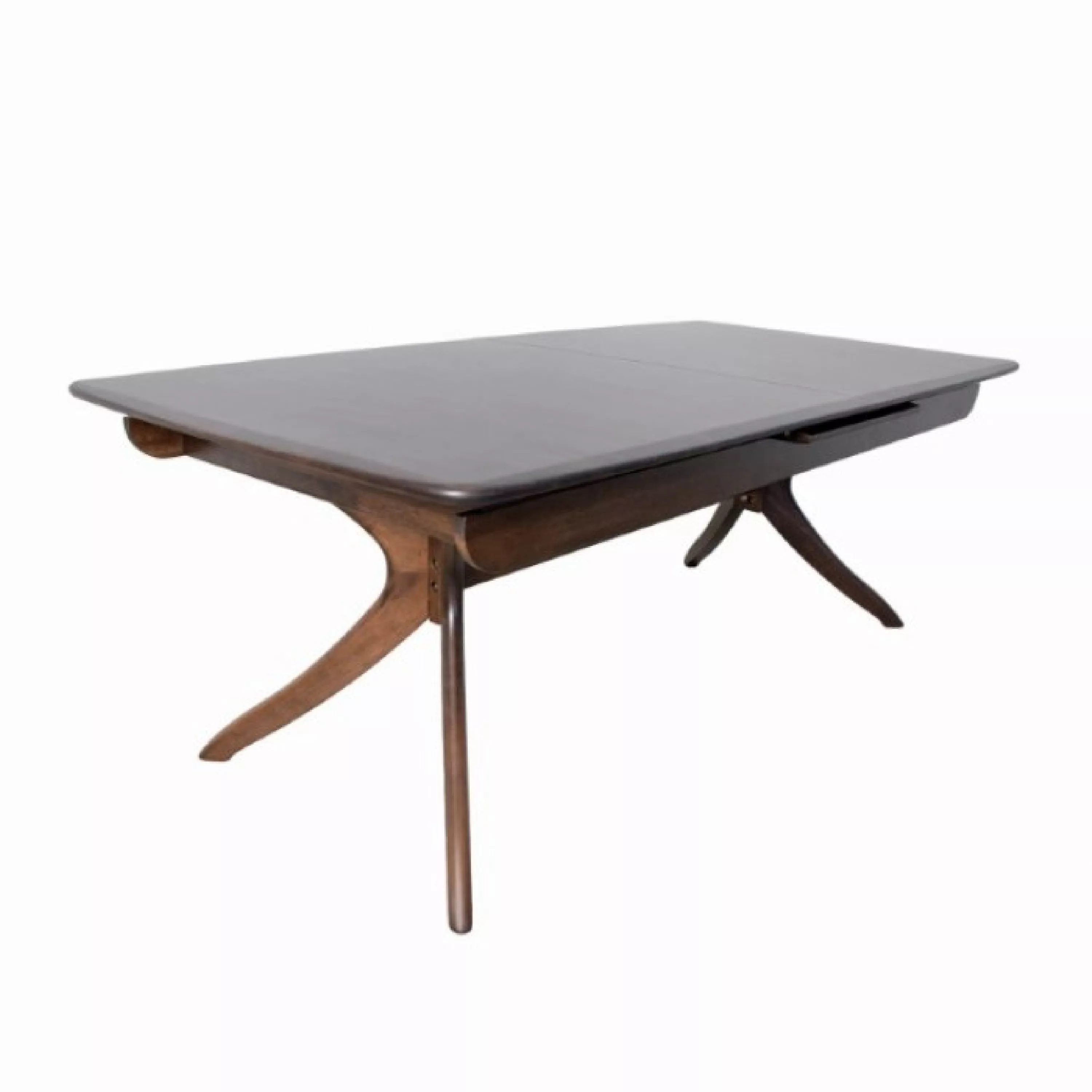 Viki 82-102 Inch Dining Table, Curved Legs Extendable Brown Solid Wood