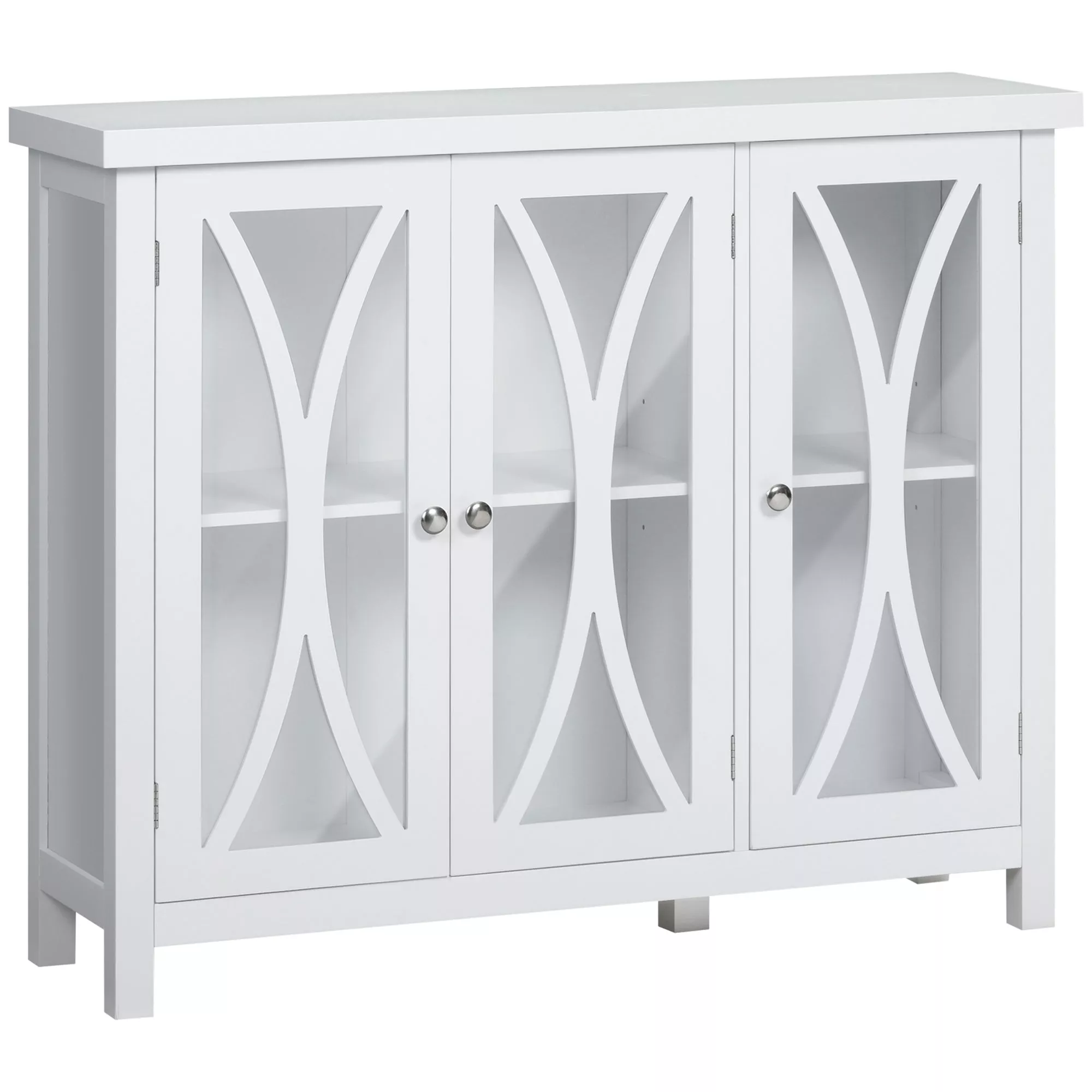White Dining Storage: Modern Buffet Sideboard with Glass Doors