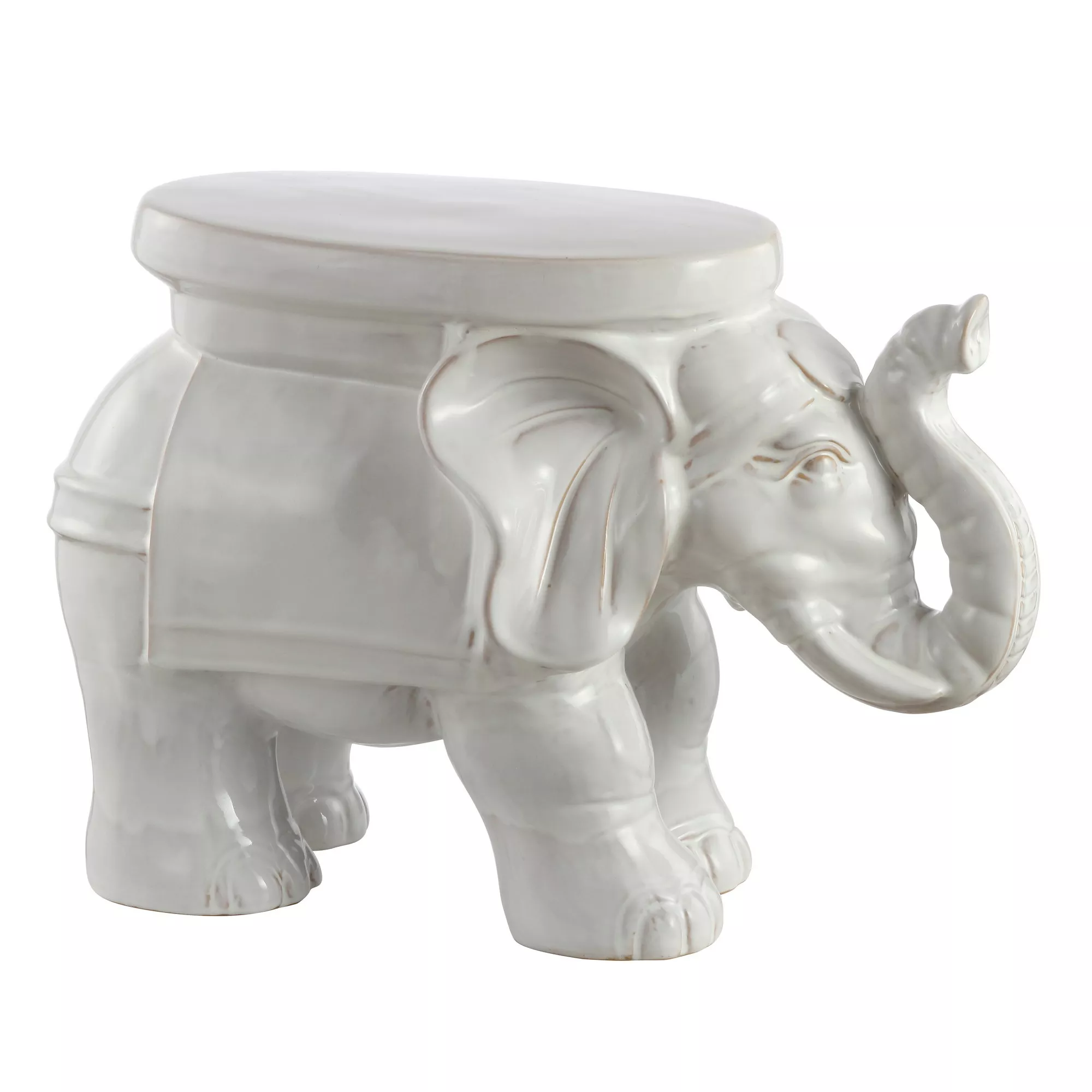 White Elephant Ceramic Garden Stool