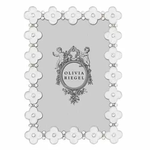 White Enamel Clover Photo Frame by Olivia Riegel