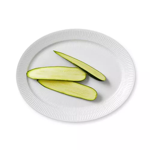 White Fluted Oval Platter by Royal Copenhagen
