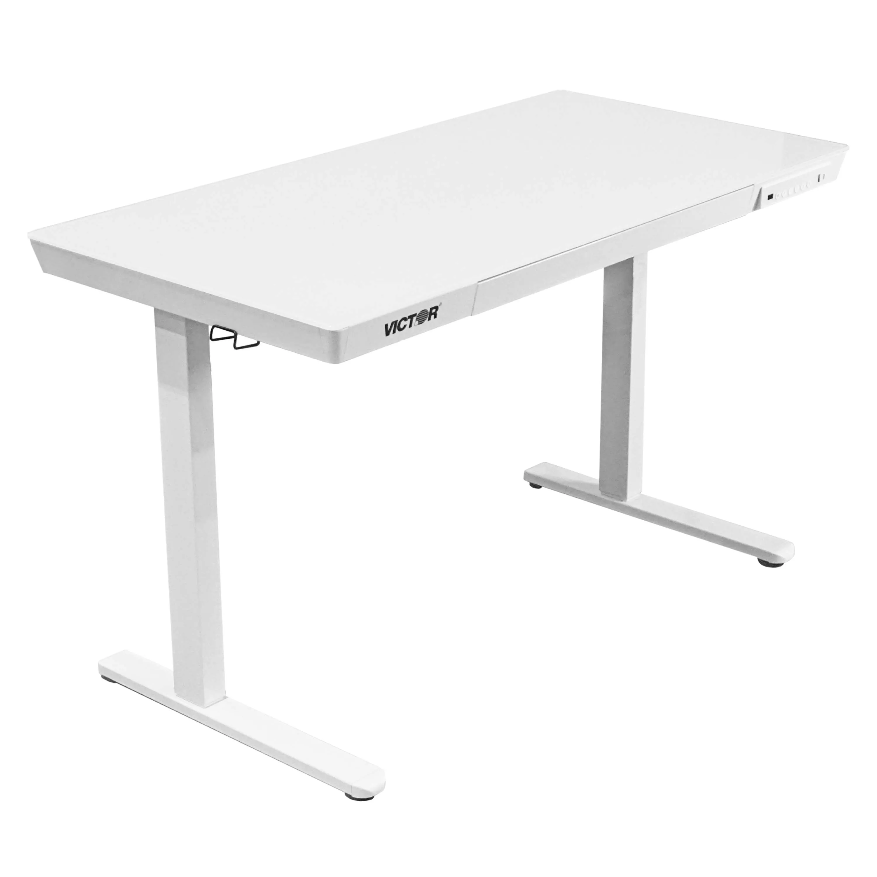 White Glass Top Standing Desk