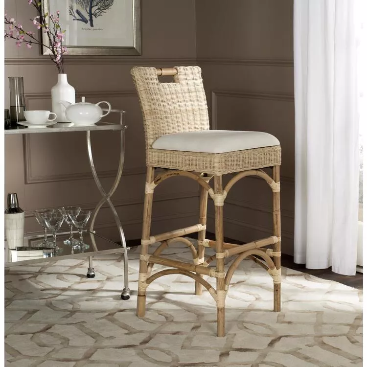 White Rattan Bar Stool