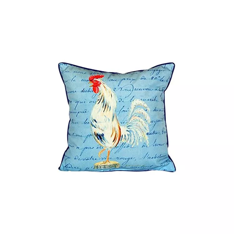 White Rooster Script Large Indoor/Outdoor Pillow 18x18