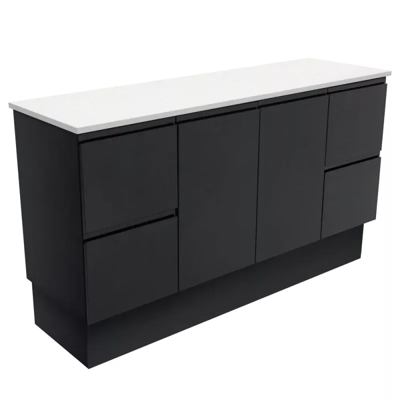 Willo Satin Black 1500 Vanity on Kickboard