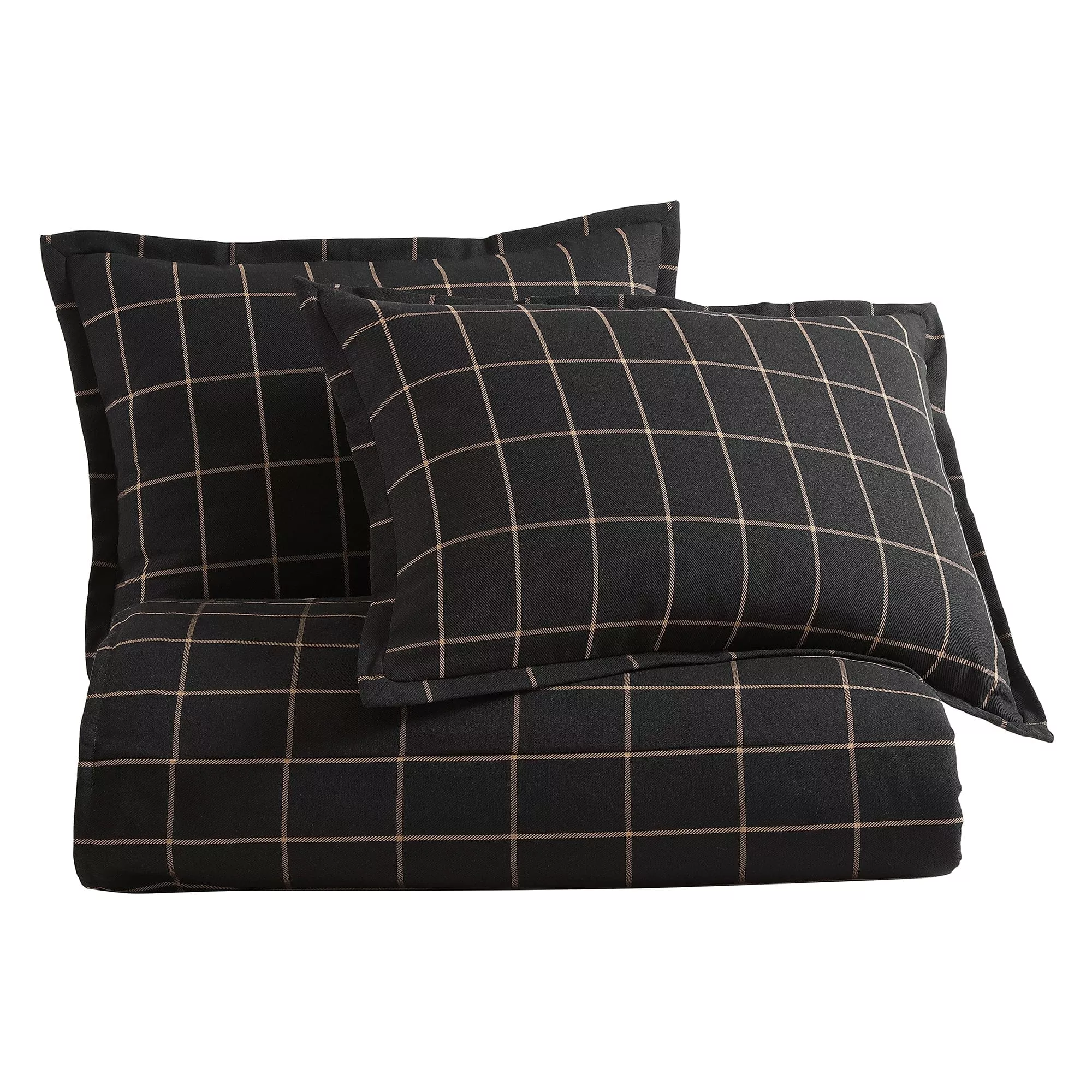 Windowpane Plaid Black Full Comforter Set