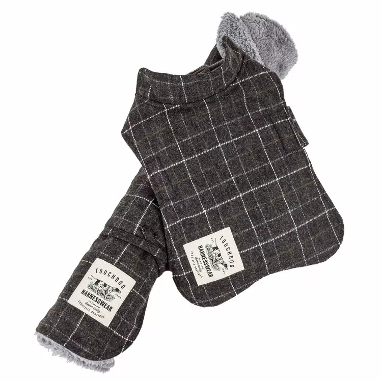 Windowpane Plaided Reversible Dog Jacket and Matching Mat - Pet Life