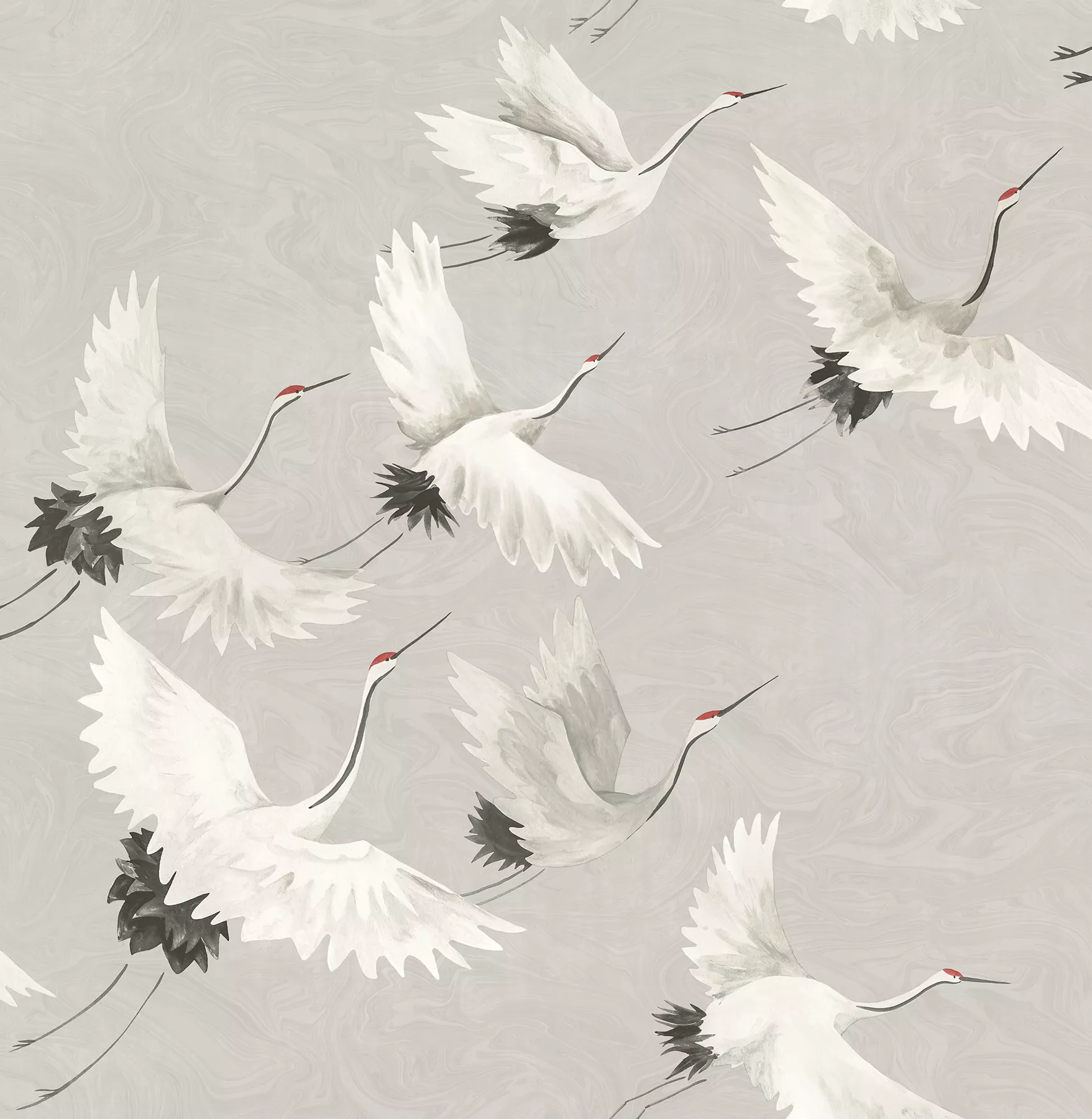 Windsong Grey Crane Wallpaper (Set of 2)