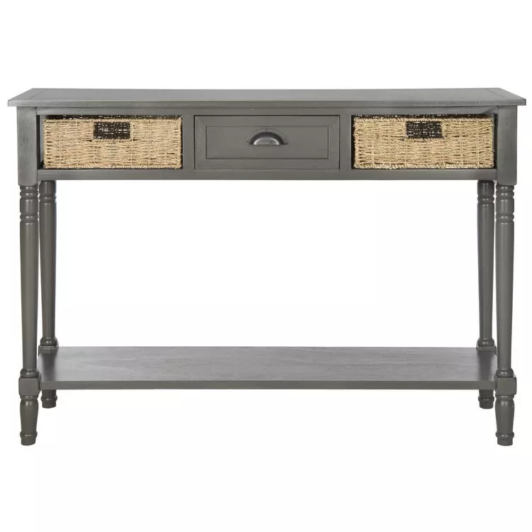 Winifred Wicker Console Table With Storage