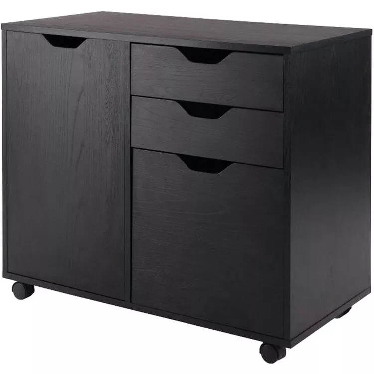 Winsome Halifax 2-Section Mobile Filing Cabinet, Black