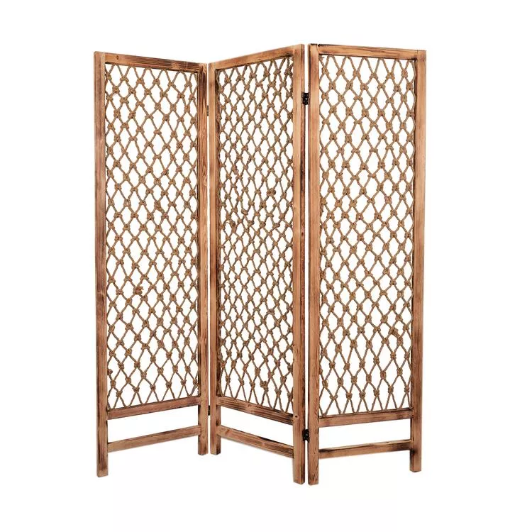 Wooden Rope 3 Panel Foldable Screen - Screen Gems