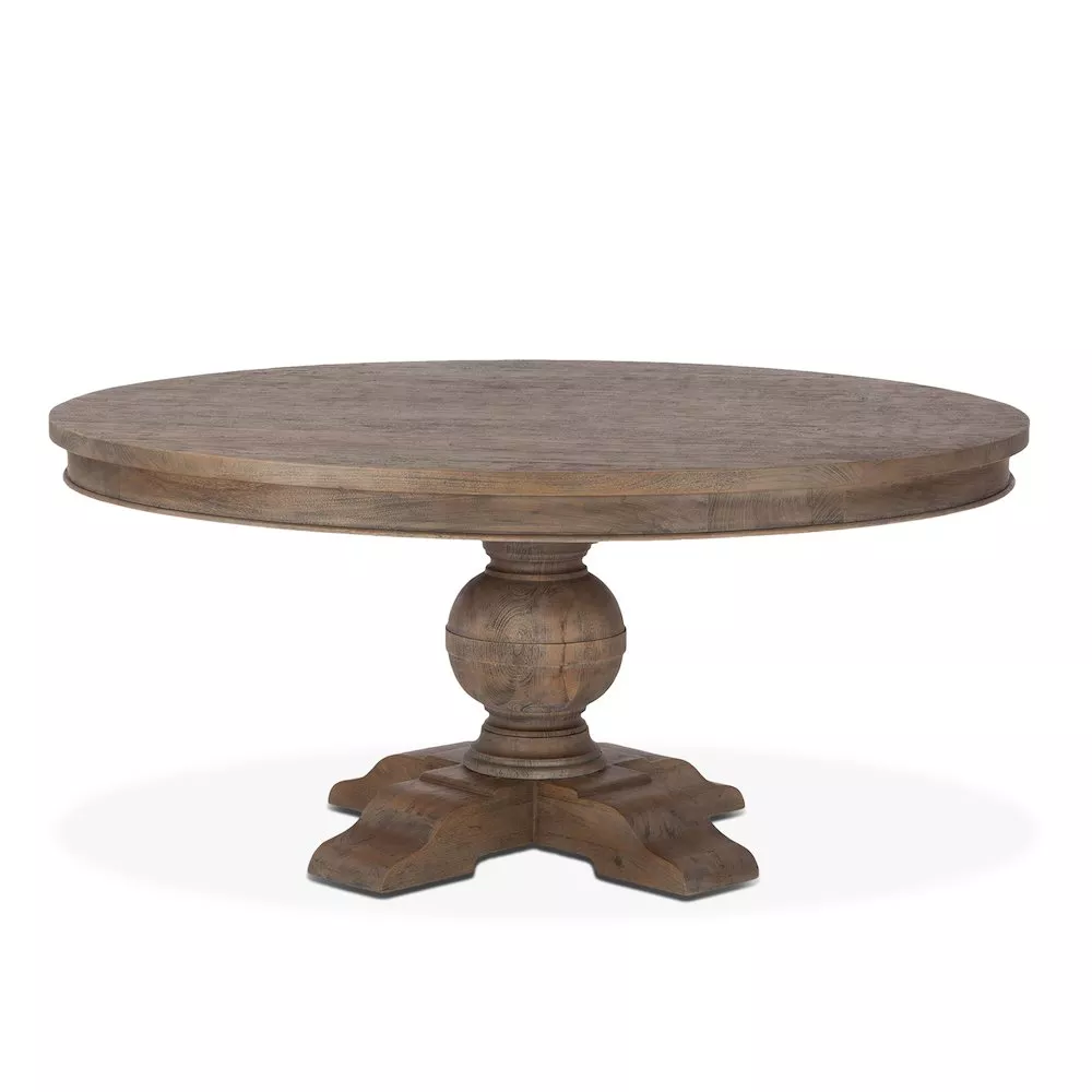 World Interiors Chatham Downs 72-Inch Round Dining Table in Weathered Teak Finish