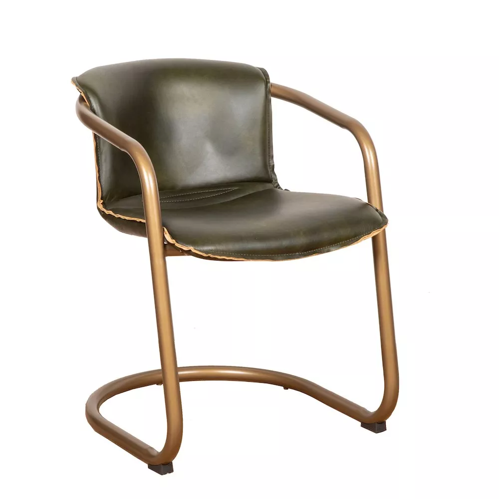 World Interiors Chiavari Leather Dining Chair in Emerald Green