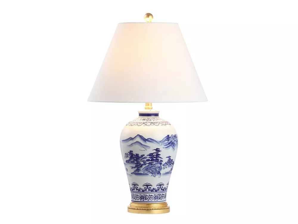 Zhou Ceramic/Iron Traditional Cottage LED Table Lamp